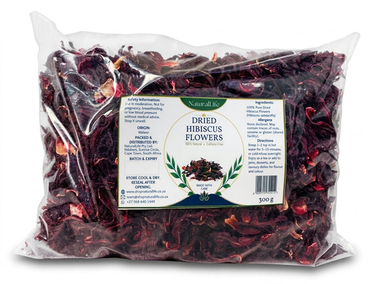 NaturalLife Dried Hibiscus Flowers – Whole Petals, Caffeine-Free Tea