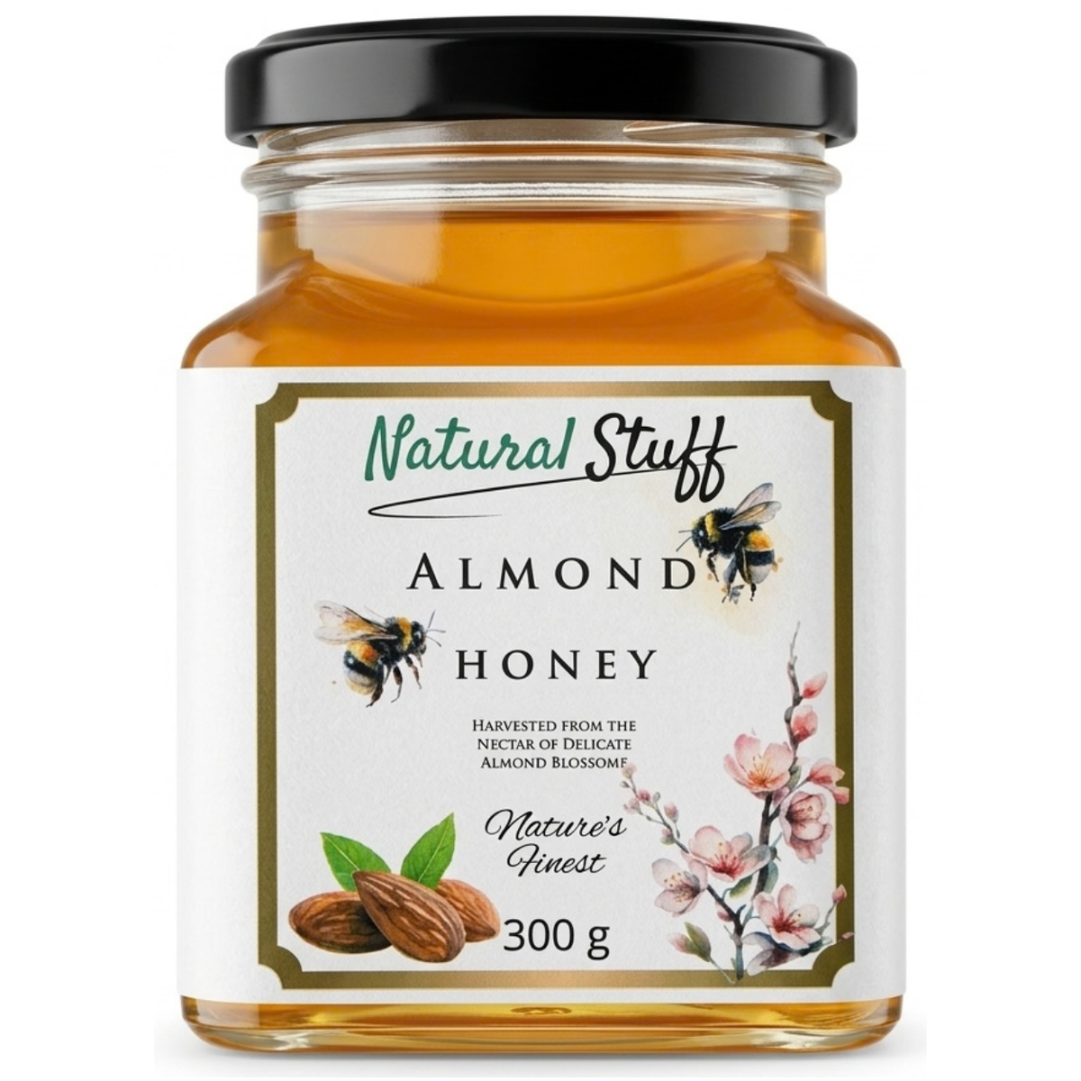 Natural Stuff Almond Honey 300g – 100% Pure Honey with a Rich Nutty Flavour