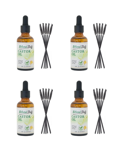 Natural Stuff Premium Castor Oil Cold-pressed Hexane Free 50ml with free 5 Mascara Wands