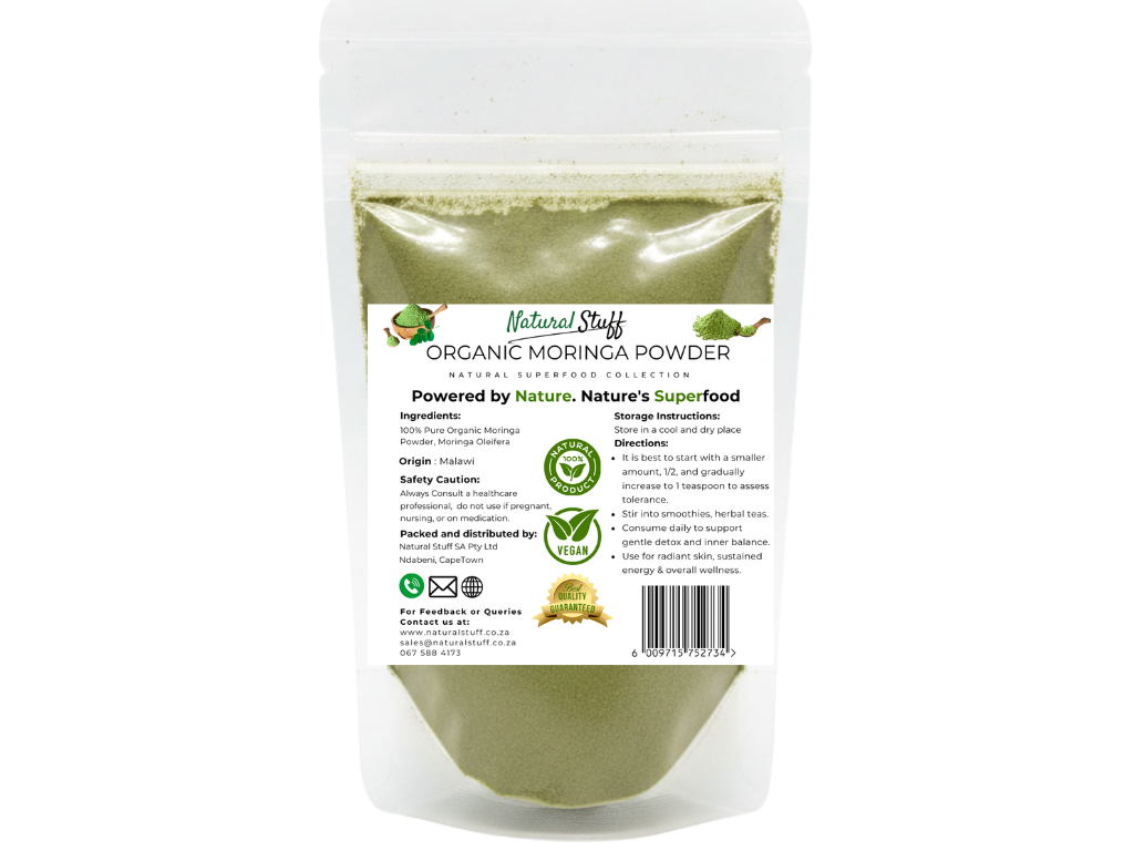 Natural Stuff Organic Moringa Powder - Energy, Vitality & Wellness Support