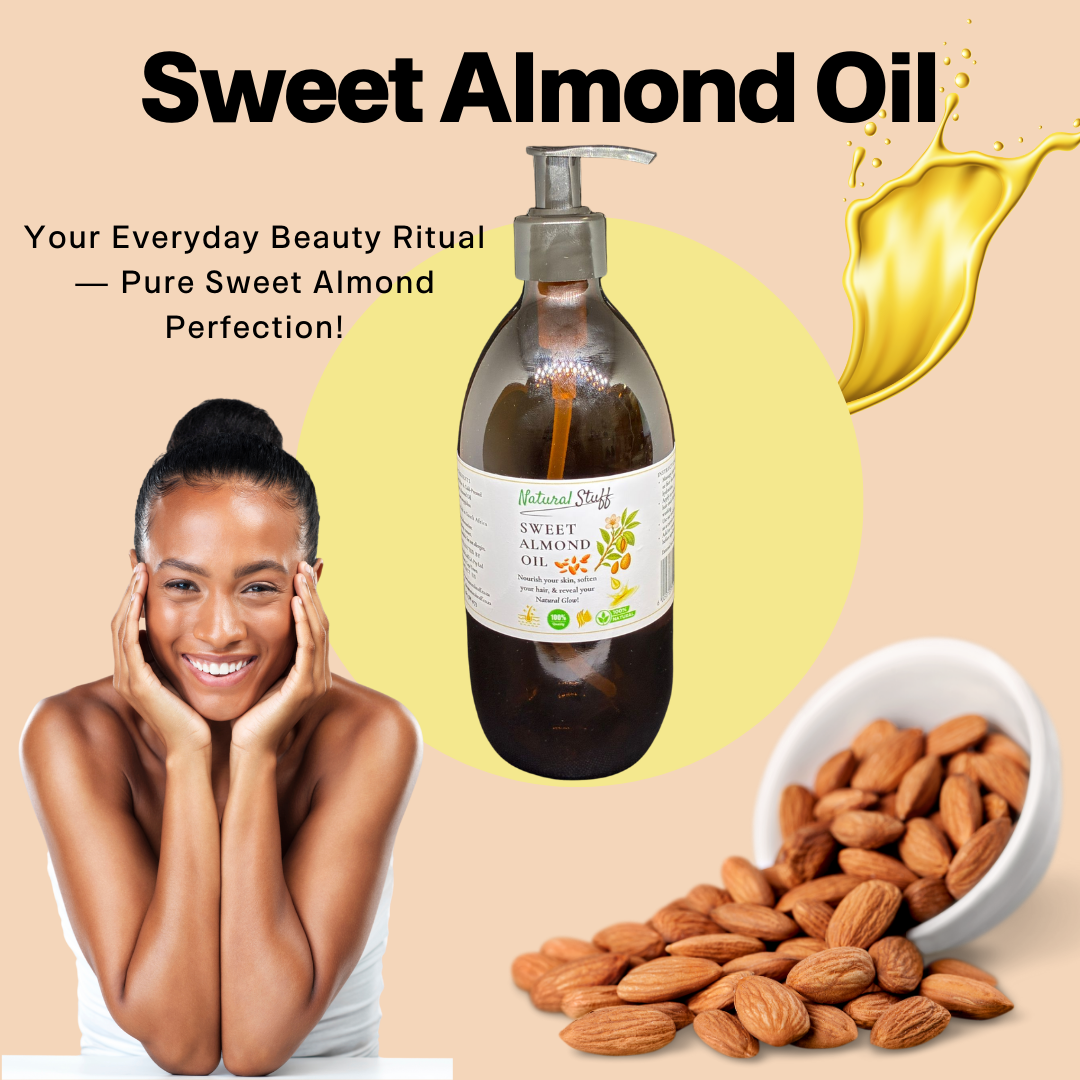 Natural Stuff 100% Pure Sweet Almond Oil - Nourish Skin & Hair Naturally
