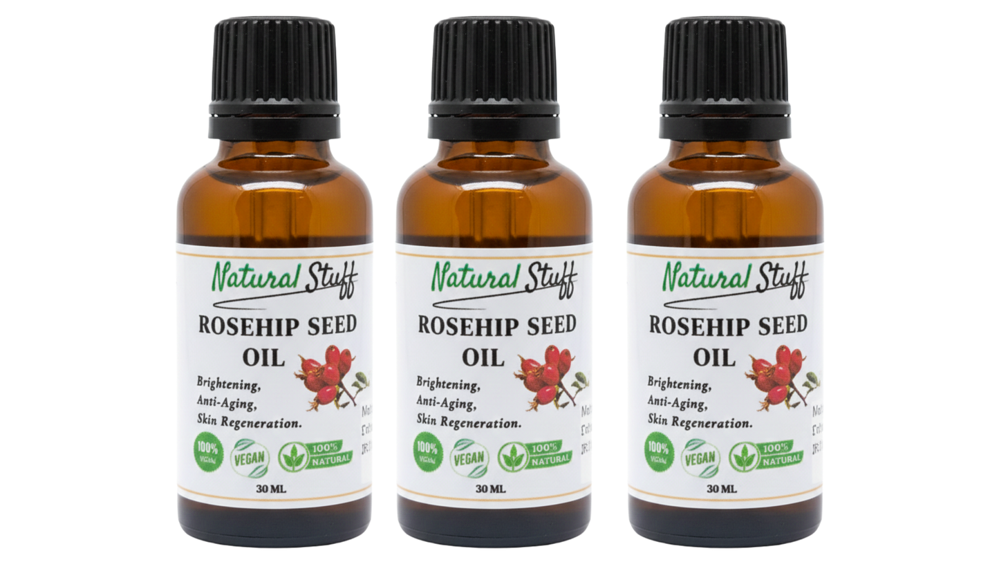 Natural Stuff Rosehip Seed Oil 100% Pure Cold Pressed for Face & Anti-Aging 10ml