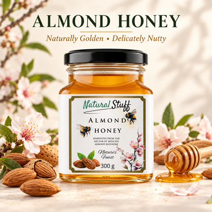 Natural Stuff Almond Honey 300g – 100% Pure Honey with a Rich Nutty Flavour