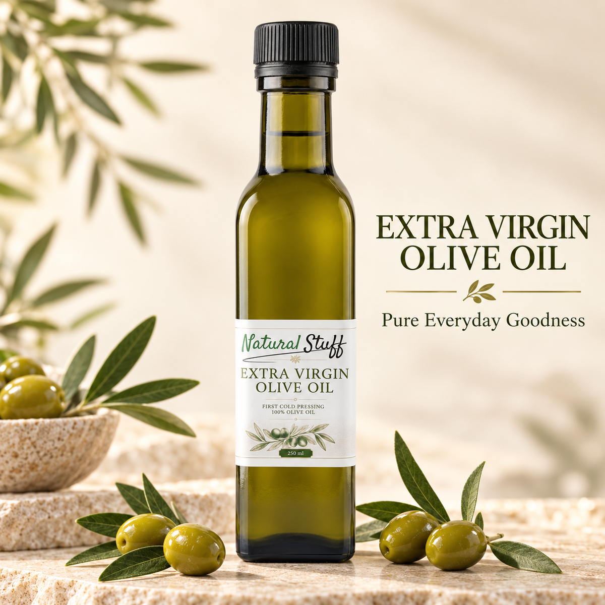 Natural Stuff Extra Virgin Olive Oil 250ml – Cold-Pressed Turkish EVOO