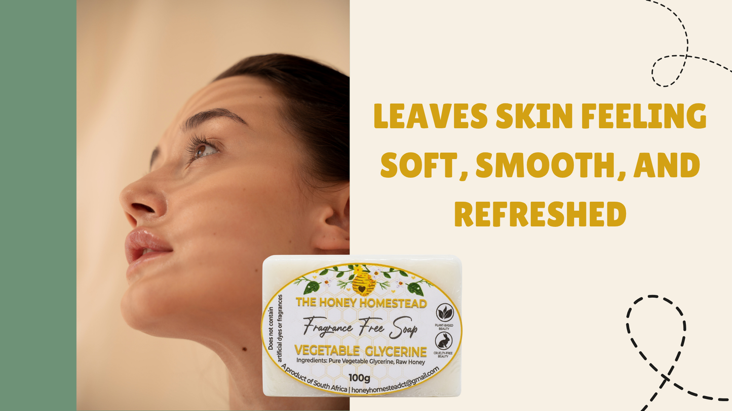 The Honey Homestead Fragrance Free Soap – Vegetable Glycerine & Raw Honey 100g