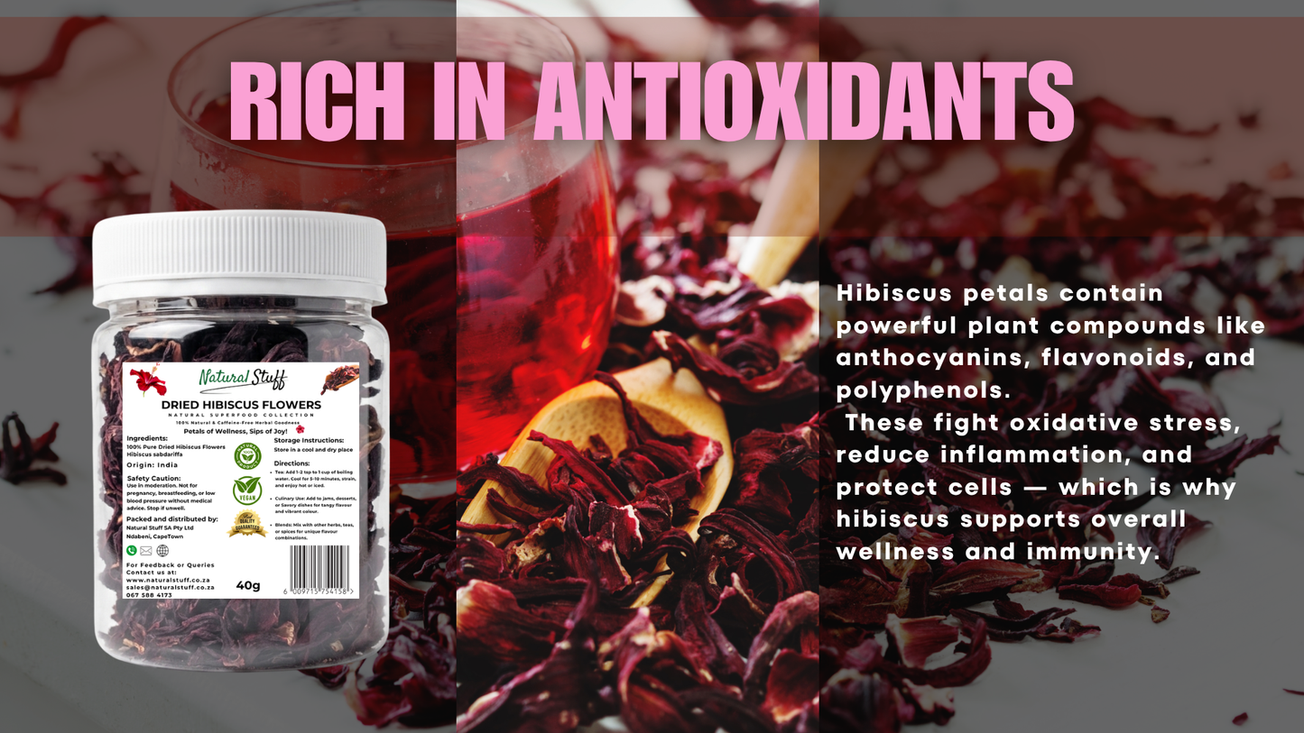 Natural Stuff Dried Hibiscus Natural Wellness & Antioxidant Power Jar