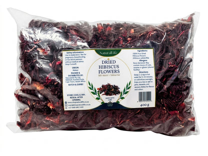 NaturalLife Dried Hibiscus Flowers – Whole Petals, Caffeine-Free Tea