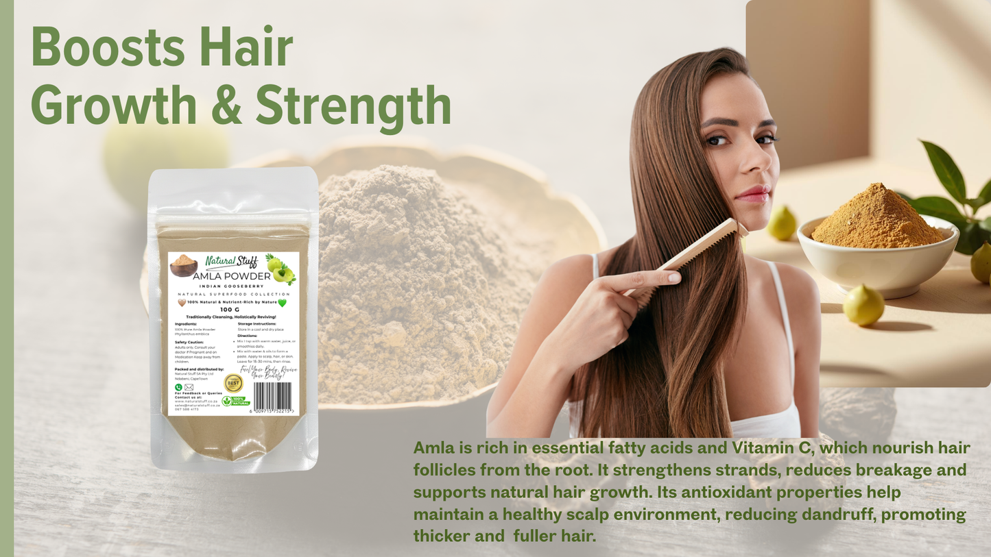 Product packaging with a woman combing her hair, promoting hair growth and strength.