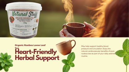 Natural Stuff Organic Rooibos Herbal Tea 100% Pure Caffeine-Free - 350g Tub