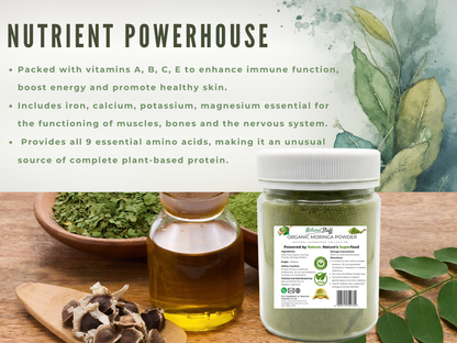 Natural Stuff Organic Moringa Powder - Vitality & Wellness Support Jar