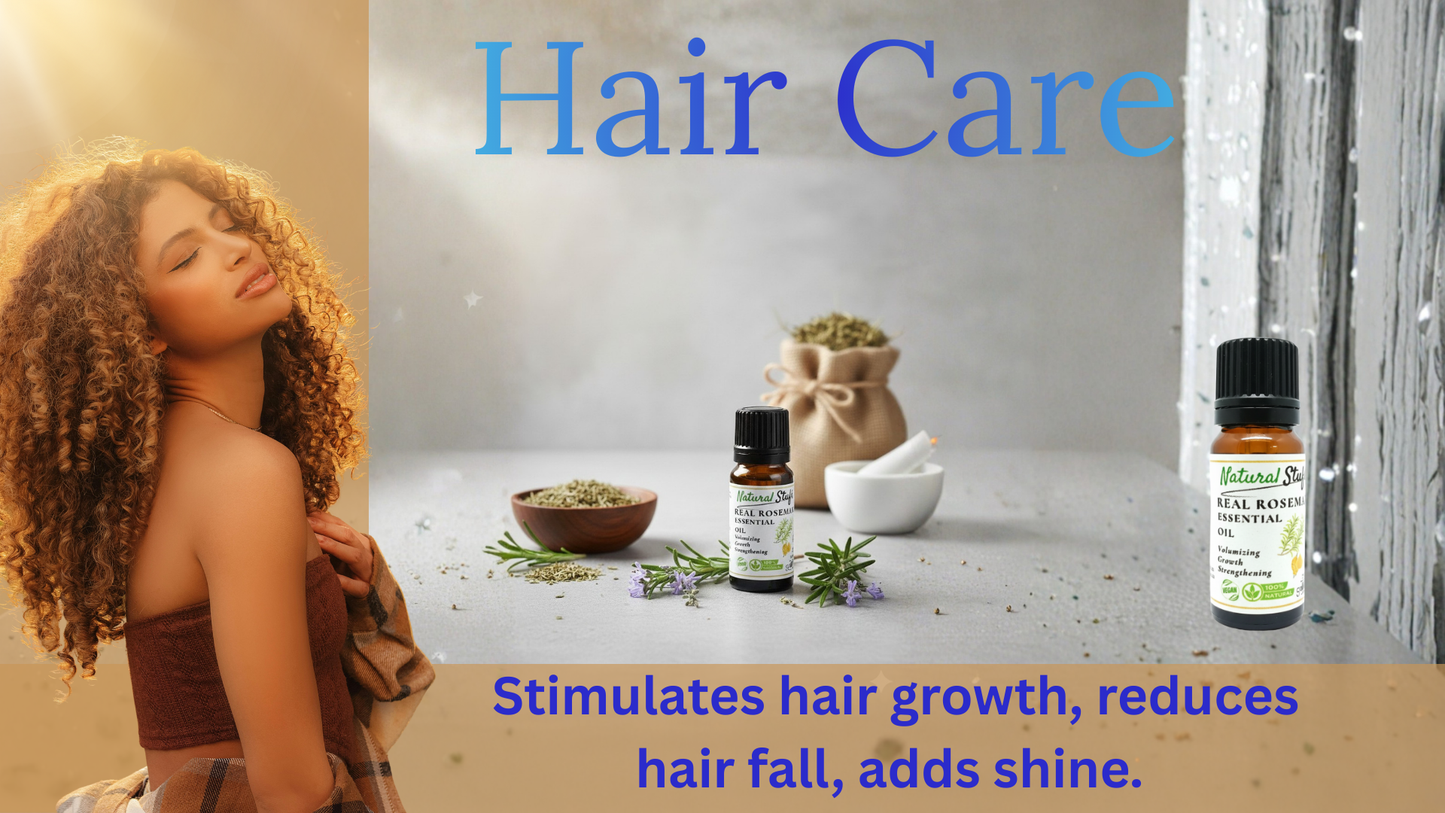 Hair care products with a woman and text on a wooden background