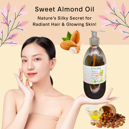 Natural Stuff 100% Pure Sweet Almond Oil - Nourish Skin & Hair Naturally