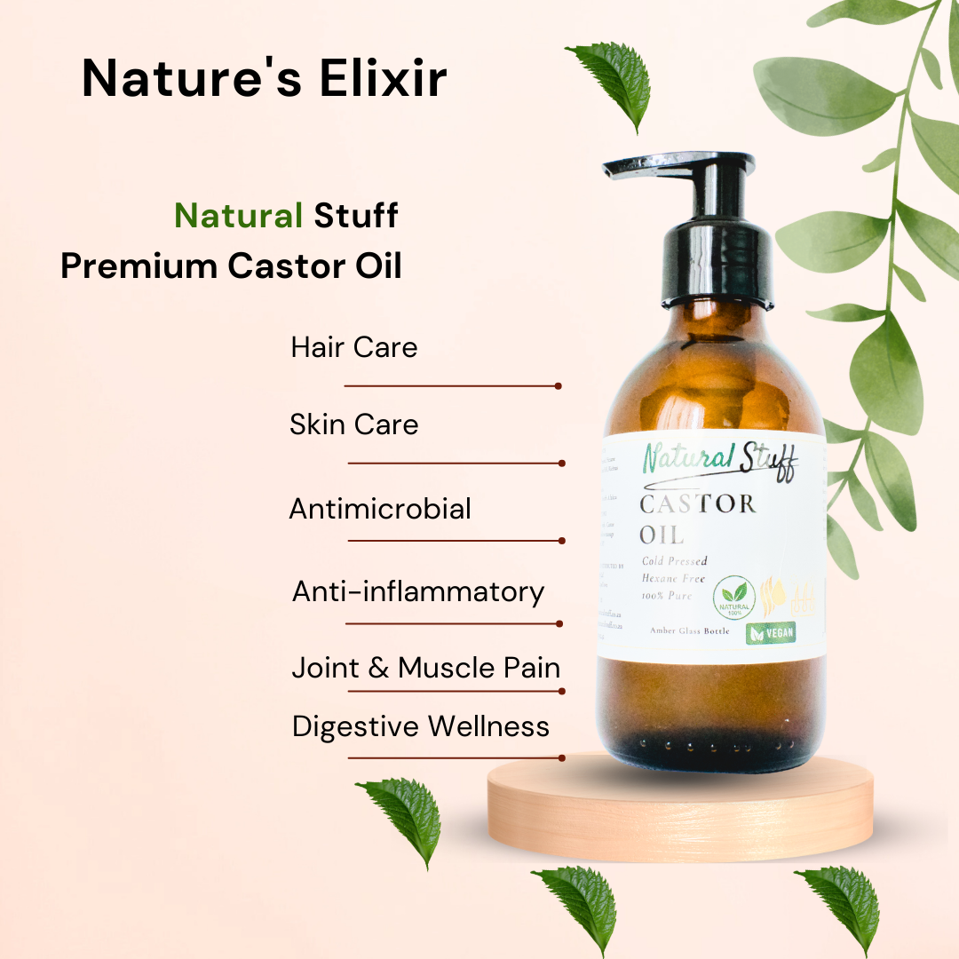 Natural Stuff Premium Castor Oil Cold-pressed Hexane Free 200ml