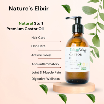 Natural Stuff Premium Castor Oil Cold-pressed Hexane Free 200ml