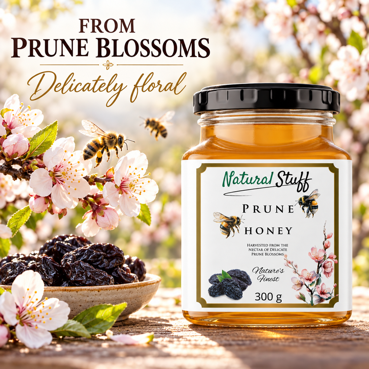 Natural Stuff Prune Honey 300g – 100% Pure Honey with a Rich Fruity Flavour