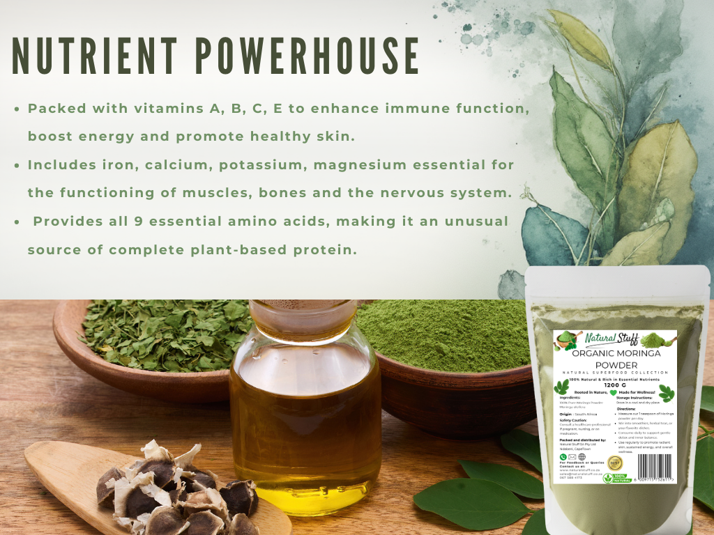 Natural Stuff Organic Moringa Powder - Energy, Vitality & Wellness Support
