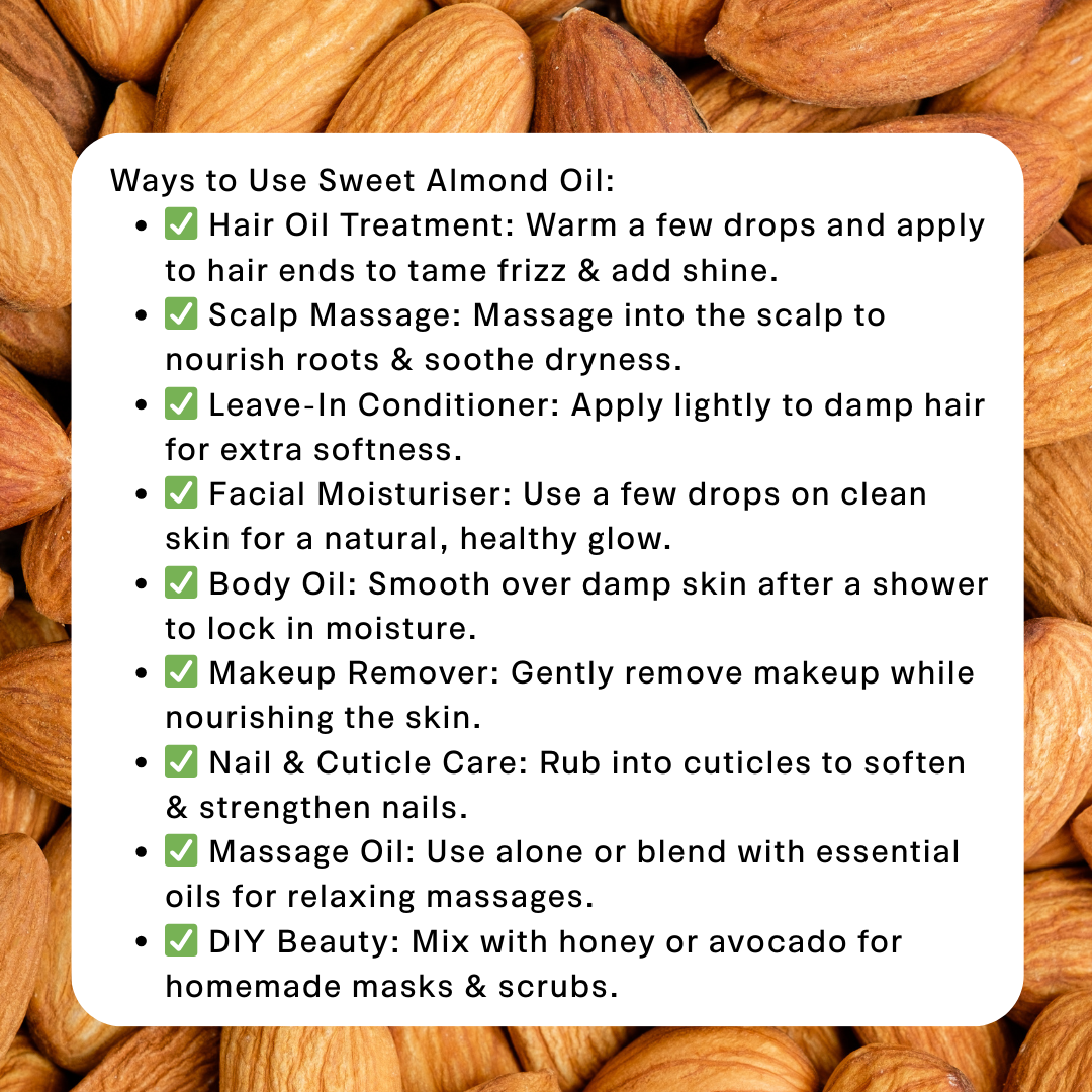 Natural Stuff 100% Pure Sweet Almond Oil - Nourish Skin & Hair Naturally