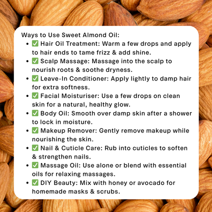 Natural Stuff 100% Pure Sweet Almond Oil - Nourish Skin & Hair Naturally