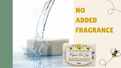 The Honey Homestead Fragrance Free Soap – Vegetable Glycerine & Raw Honey 100g