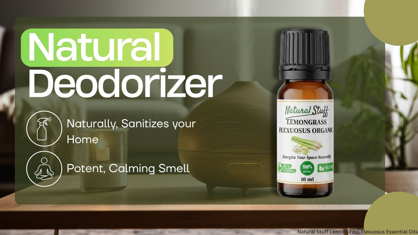 Natural Stuff 100% Pure Lemongrass Essential Oil 10ml – Uplifting & Fresh