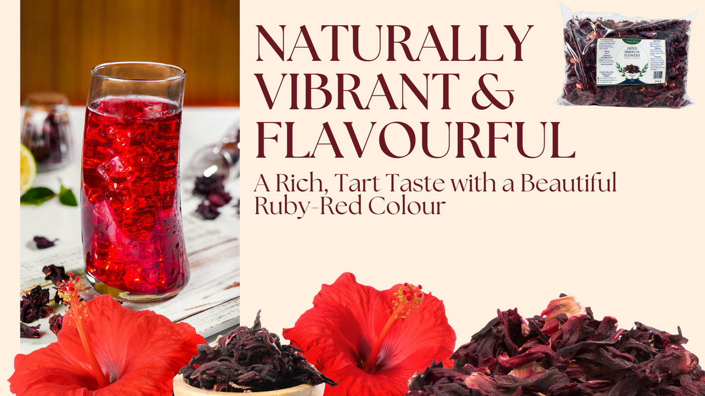NaturalLife Dried Hibiscus Flowers – Whole Petals, Caffeine-Free Tea