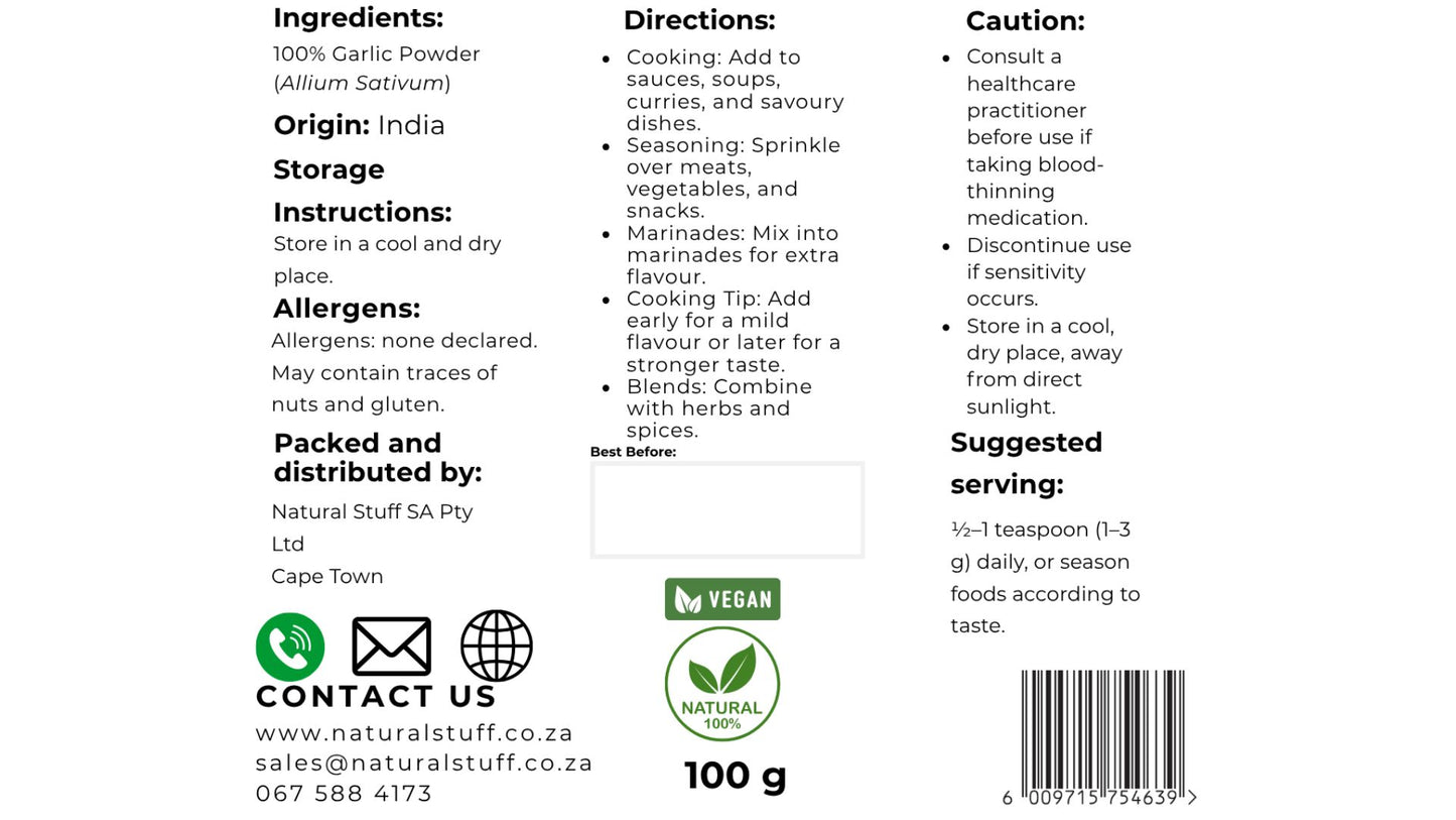 Natural Stuff Garlic Powder – Pure Flavour & Natural Goodness