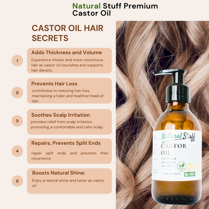 Natural Stuff Premium Castor Oil Cold-pressed Hexane Free 200ml