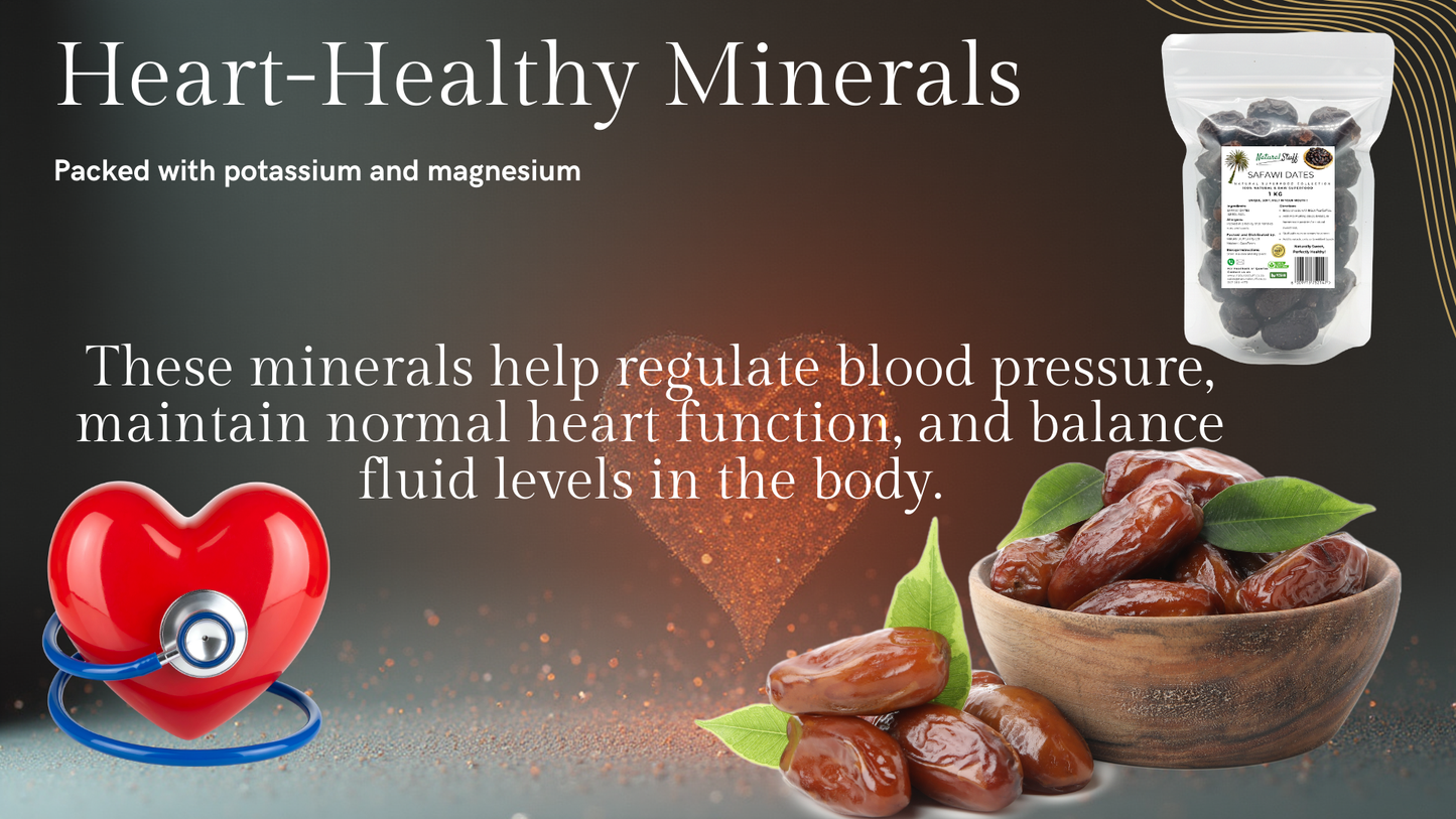 Advertisement for heart-healthy minerals with dates and a stethoscope graphic.