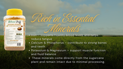 Supplement container with text about essential minerals on a field background