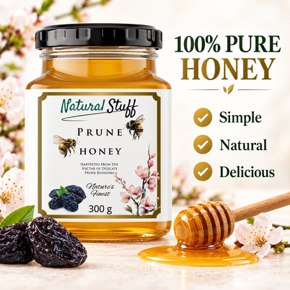 Natural Stuff Prune Honey 300g – 100% Pure Honey with a Rich Fruity Flavour