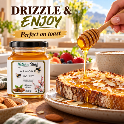 Natural Stuff Almond Honey 300g – 100% Pure Honey with a Rich Nutty Flavour