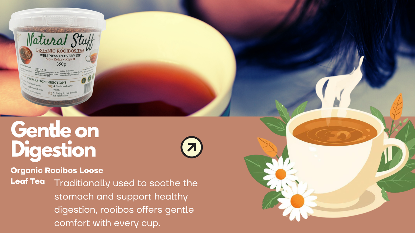 Natural Stuff Organic Rooibos Herbal Tea 100% Pure Caffeine-Free - 350g Tub