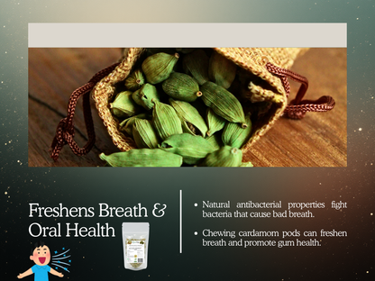 Natural Stuff Premium Whole Cardamom - Fresh, Fragrant, Bold Aroma