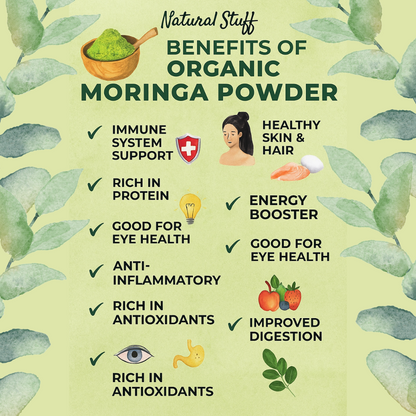 Natural Stuff Organic Moringa Powder - Energy, Vitality & Wellness Support