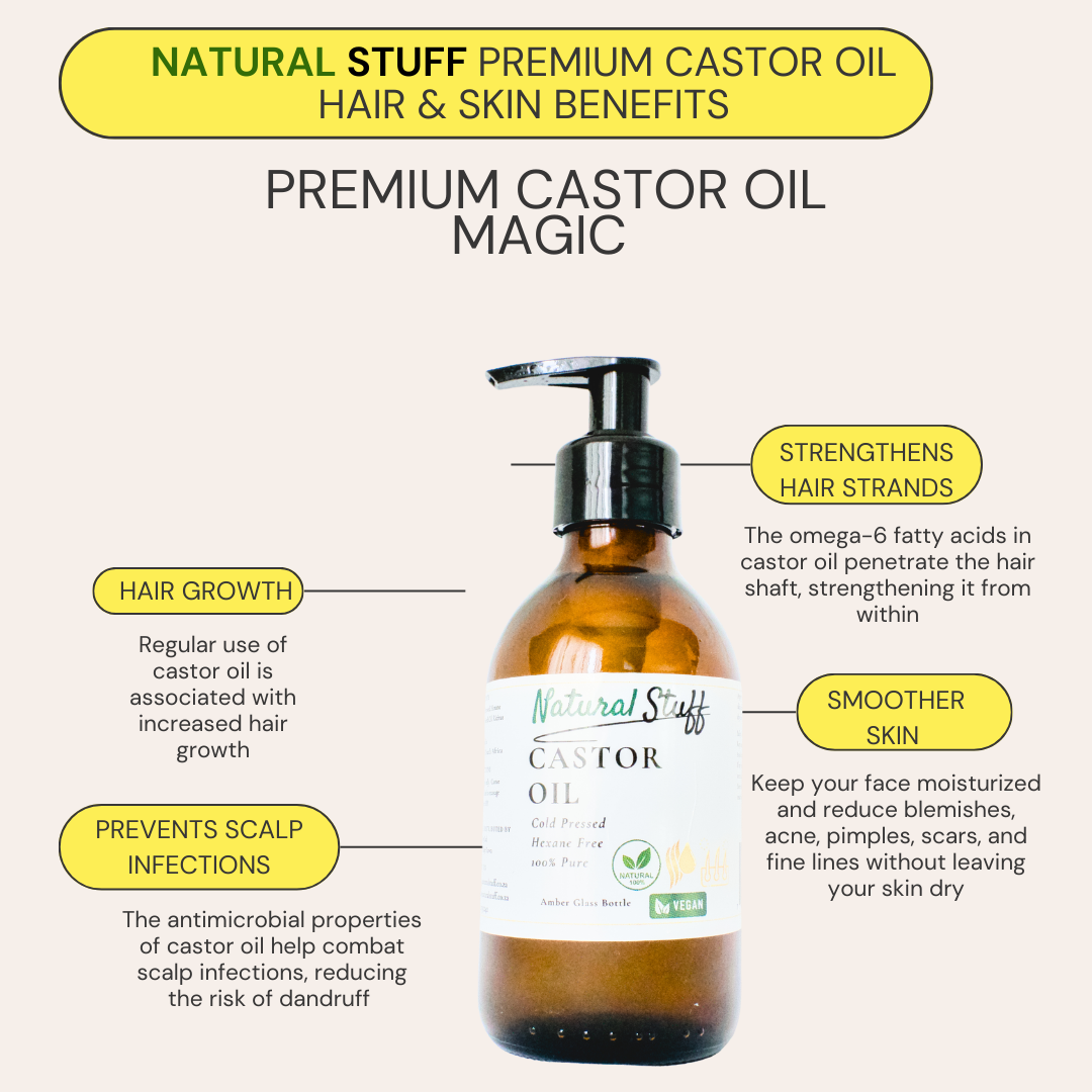 Natural Stuff Premium Castor Oil Cold-pressed Hexane Free 200ml