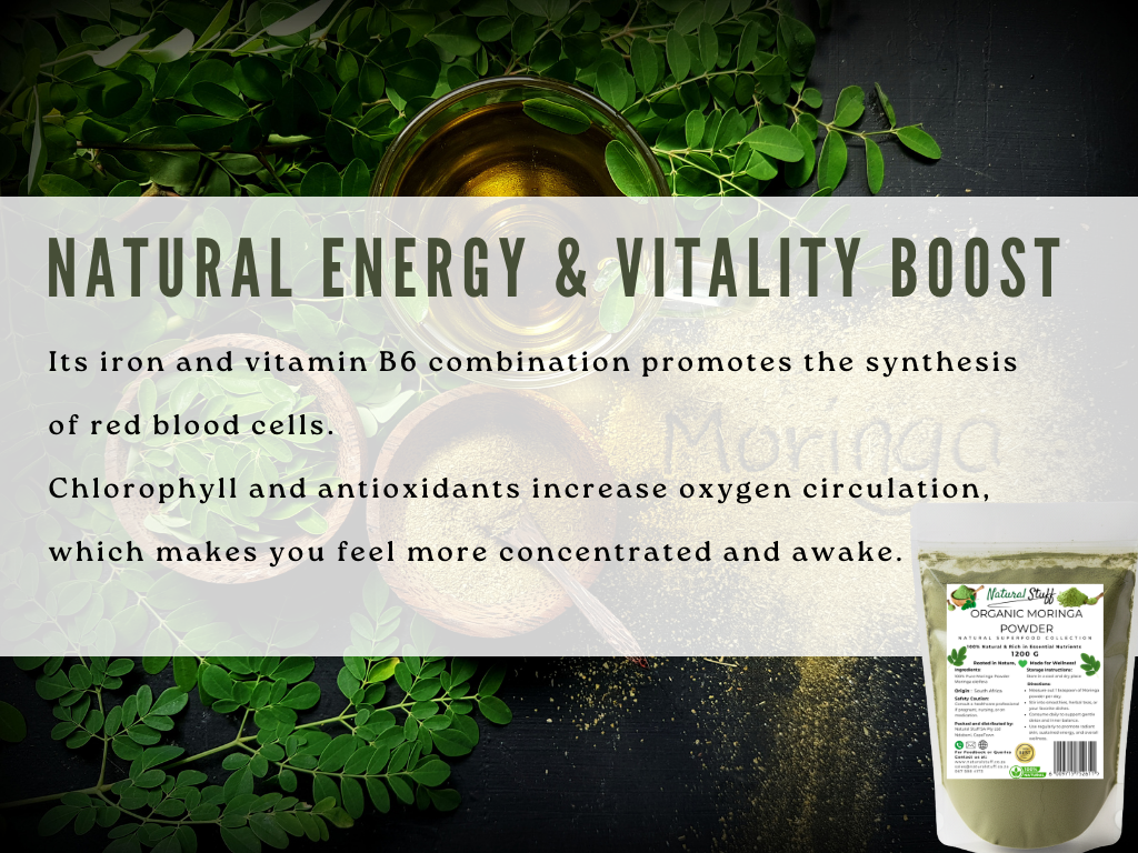 Natural Stuff Organic Moringa Powder - Energy, Vitality & Wellness Support