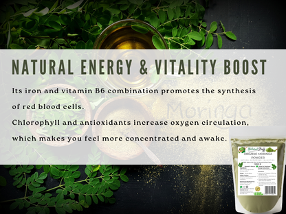 Natural Stuff Organic Moringa Powder - Energy, Vitality & Wellness Support