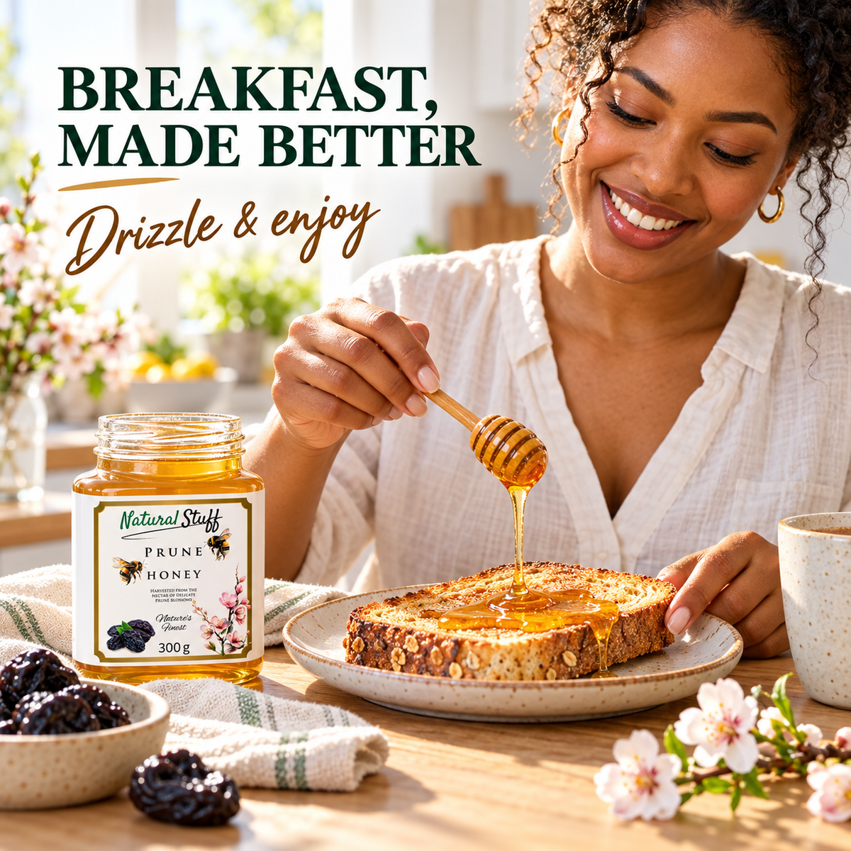 Natural Stuff Prune Honey 300g – 100% Pure Honey with a Rich Fruity Flavour