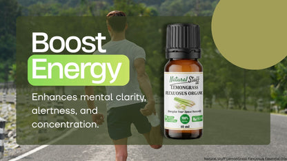 Natural Stuff 100% Pure Lemongrass Essential Oil 10ml – Uplifting & Fresh