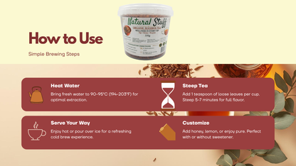 Natural Stuff Organic Rooibos Herbal Tea 100% Pure Caffeine-Free - 350g Tub