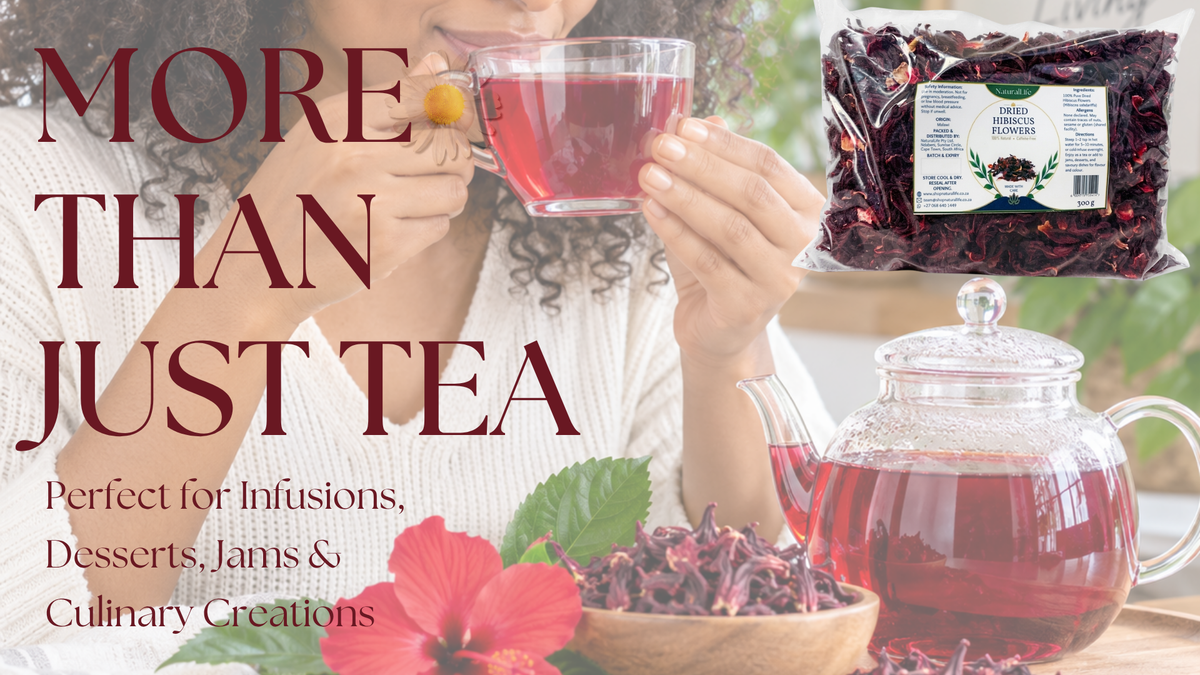 NaturalLife Dried Hibiscus Flowers – Whole Petals, Caffeine-Free Tea