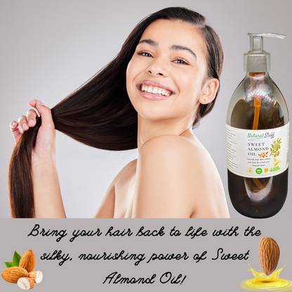 Natural Stuff 100% Pure Sweet Almond Oil - Nourish Skin & Hair Naturally