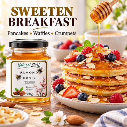Natural Stuff Almond Honey 300g – 100% Pure Honey with a Rich Nutty Flavour