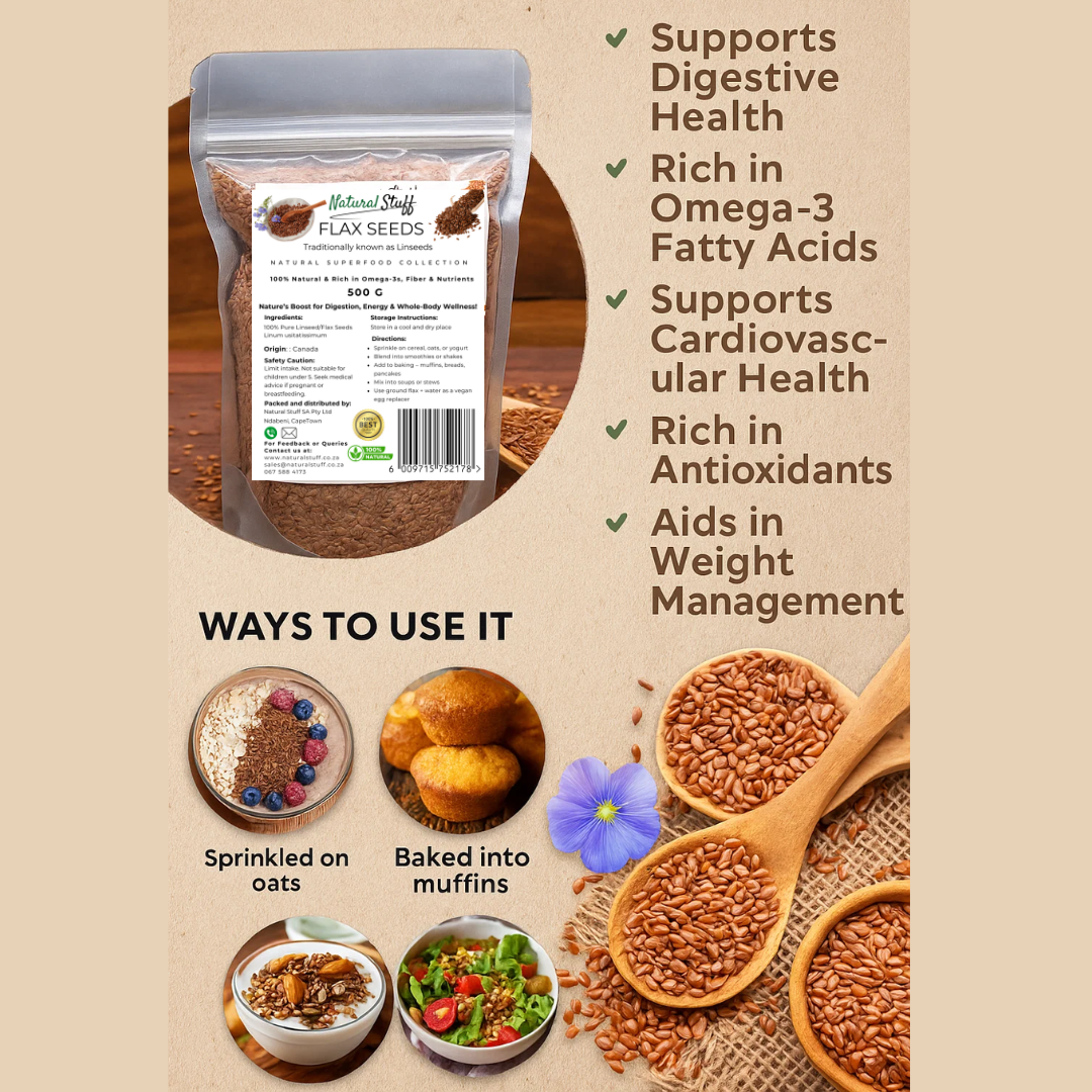 Natural Stuff Flax Seeds - Wholesome, Fresh & Nutrient-Rich Superfood