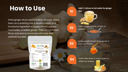 Natural Stuff Premium Dried Ginger Slices-Digestive and Immune support 100g.