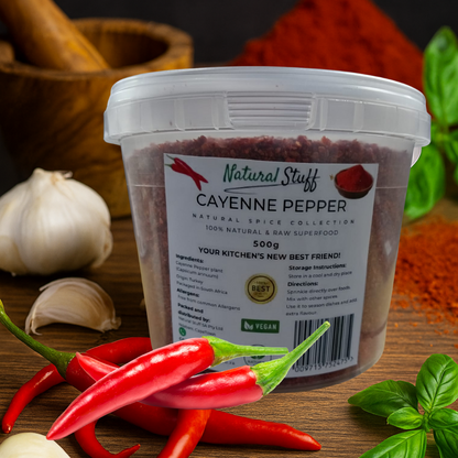 Natural Stuff Cayenne Pepper 500g - 100% Pure, Spicy & Flavorful Heat