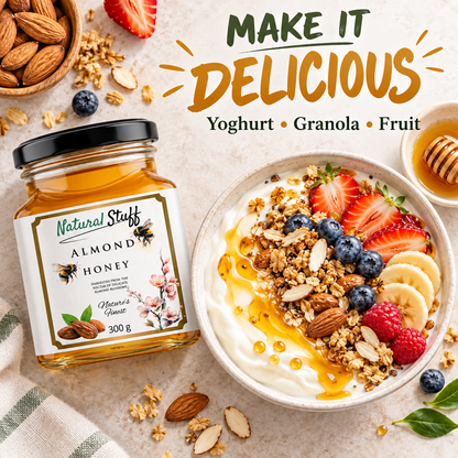 Natural Stuff Almond Honey 300g – 100% Pure Honey with a Rich Nutty Flavour