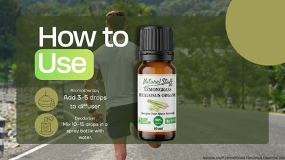 Natural Stuff 100% Pure Lemongrass Essential Oil 10ml – Uplifting & Fresh