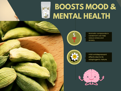 Natural Stuff Premium Whole Cardamom - Fresh, Fragrant, Bold Aroma