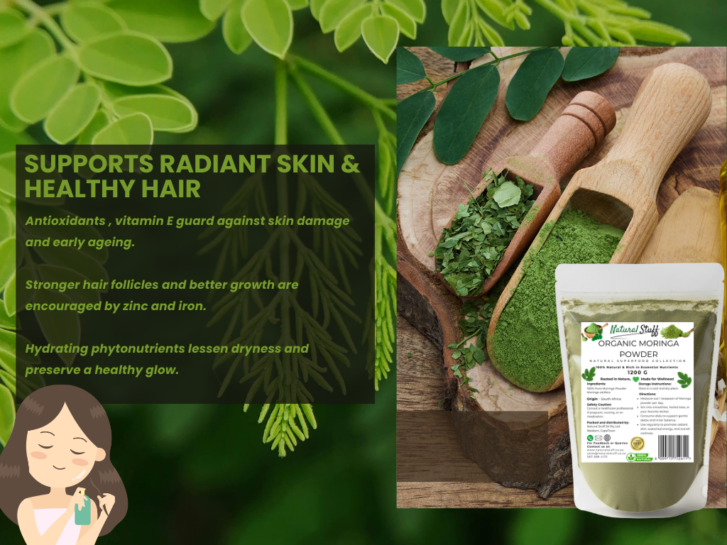 Natural Stuff Organic Moringa Powder - Energy, Vitality & Wellness Support